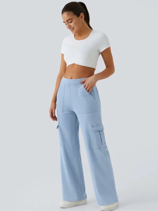 HALARA Pants - New! Halara Flex Ligh Blue Wide-Leg Cargo Pants